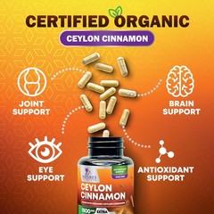 Organic Ceylon Cinnamon Supplement 1800mg – Extra 240 Count (Pack of 1)