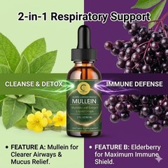 Natural Elderberry & Mullein Leaf Drops – Powerful Lung Cleanse Tincture 2 FL OZ