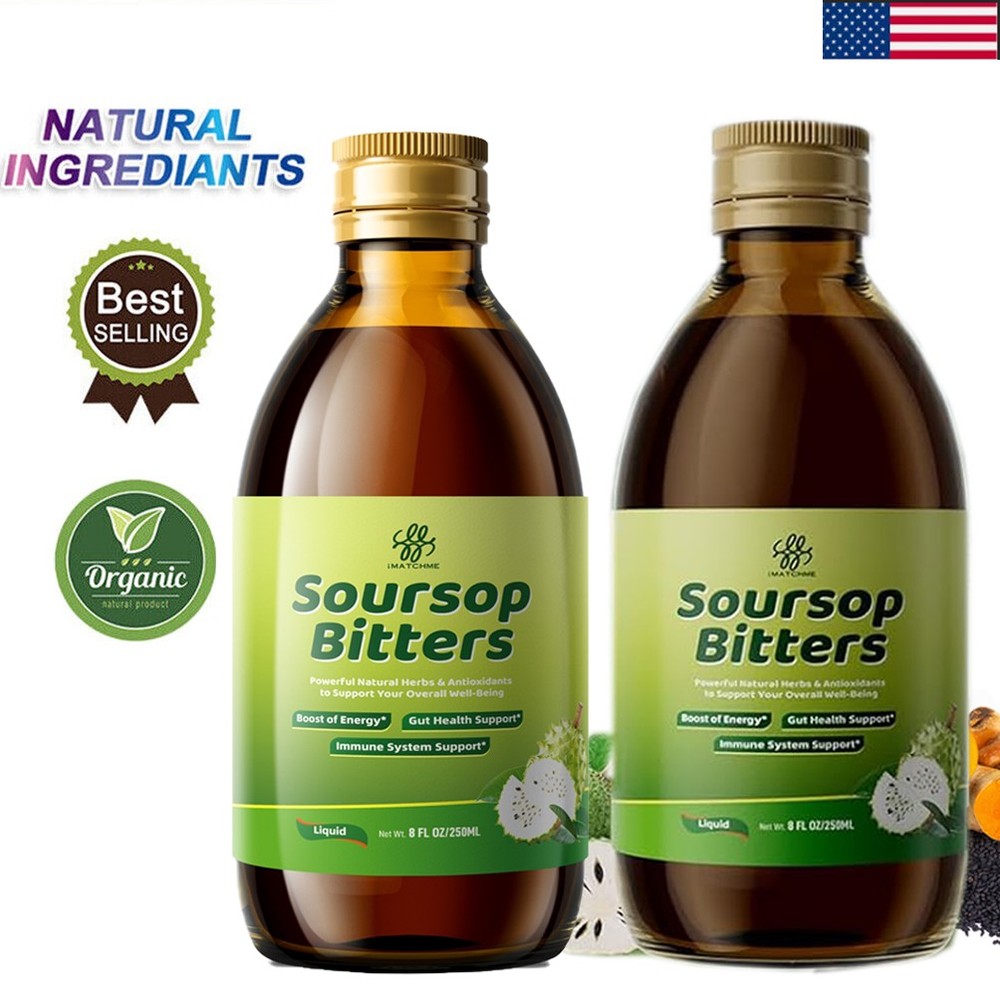 2x Organic Soursop Living Bitters/Parasite Cleanse Tincture- Gluten-Free 8 Fl Oz