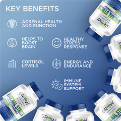 Organic Ashwagandha Capsules Supplement w/ L-Theanine, L-tyrosine, Cortisol help