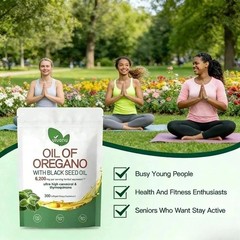 2PACK Aceite De Oregano En 300 Capsulas Con Carvacrol Timol Black Seed Oil 6000