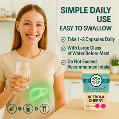 Acerola Cherry Capsules 6000mg ( 45% Vitamin C)-Immunity & Liver Support-90Caps