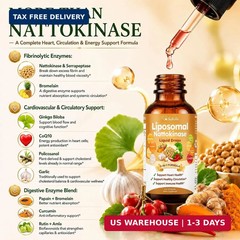 Nattokinase 10800 FU Supplement Liquid Drops, Ultimate 9-in-1 Natto -kinase Serr