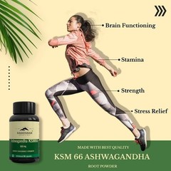 Rasayanam Ashwagandha KSM-66 (500mg) Capsule Energy Endurance Strength (60 Caps)