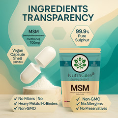 MSM Caps 700mg (99% Methylsufonylmethane Sulphur)-Joint & Bone Support-90Caps