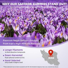 Saffron Supplements Gummies for Kids & Adults Vision, Zzz, Focus & Cortisol w…