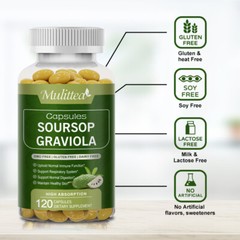 Soursop GRAVIOLA EXTRACT 1000mg 60days Guanabana Annona Antioxidant 120 capsules