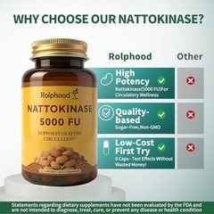 Nattokinase Supplement 5000FU Per Serving,Gluten Free, Non-GMO,60 Capsules
