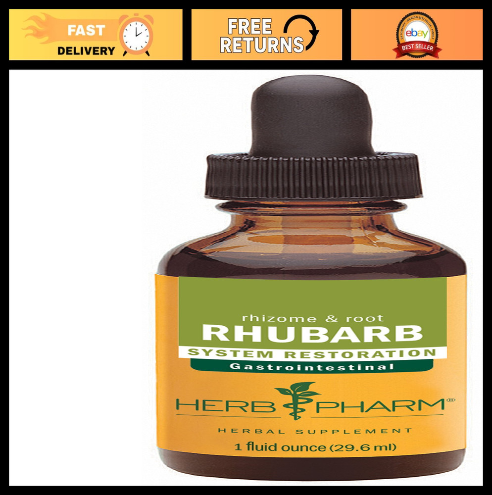 Organic Rhubarb Liquid Extract Drops – Digestive Support, 1 Oz, Herbal Supplemen