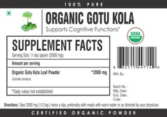 100% Organic Gotu Kola Leaf Centella Asiatica Powder PURE For Anxiety, Calm Mind