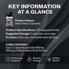 Peruvian Black Maca Of Natural Energy Booster For Men Women 30/60/120 Capsules
