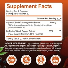 KSM-66 Ashwagandha Root Extract 600mg, 60/120 Vegetarian Caps