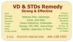 VD & STDs Remedy: Relieves Pain, Sores, Discharge & Clears Infection. Herbal.