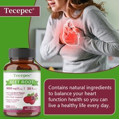 Organic Beet Root 8000 Mg Strength 20:1 Extract 30-120 Capsules Heart Health