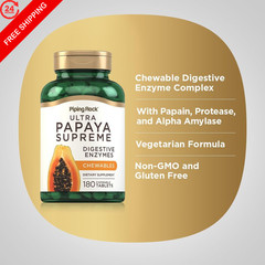 Piping Rock Papaya Digestive Enzymes Chewable | 180 180 Count (Pack of 1)