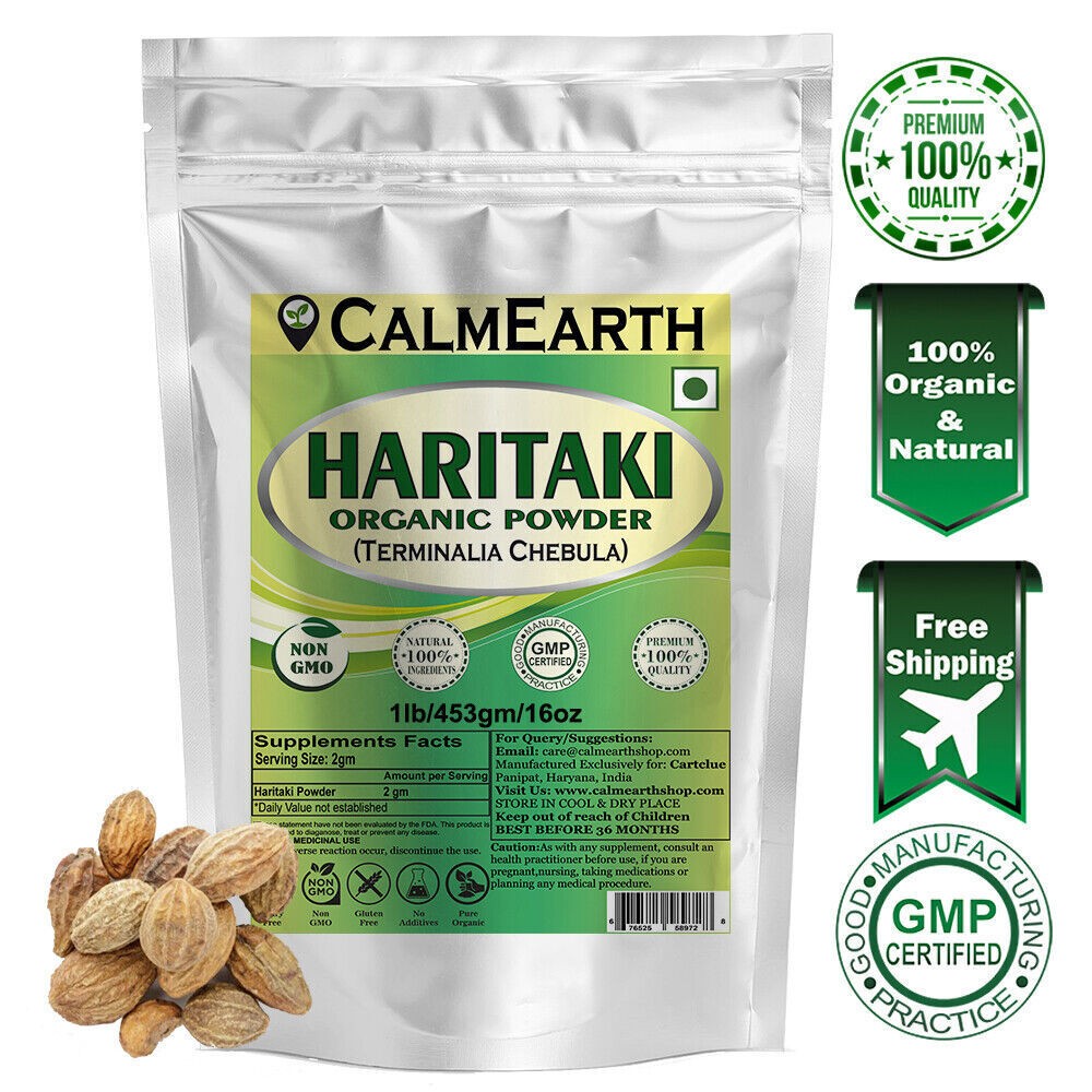 Calm Earth Haritaki Organic Hera Powder 100% Pure Terminalia Chebula Digestion