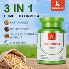 Nattokinase 6,000 FU Per Serving of Enzyme, Whole Bottle 180,000 FU, 2 Bottles