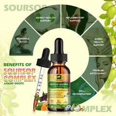 60ml Soursop Graviola Liquid Drops Antioxidant Detox Kidney Bowel Health