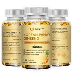 Premium Korean Red Panax Ginseng 1600mg – 120 Capsules – Extra Strength, Non GMO