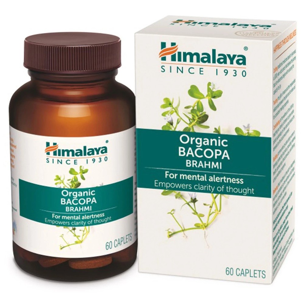 Himalaya Organic Bacopa (Brahmi) Mind Wellness Improve Alertness 60 Caplet