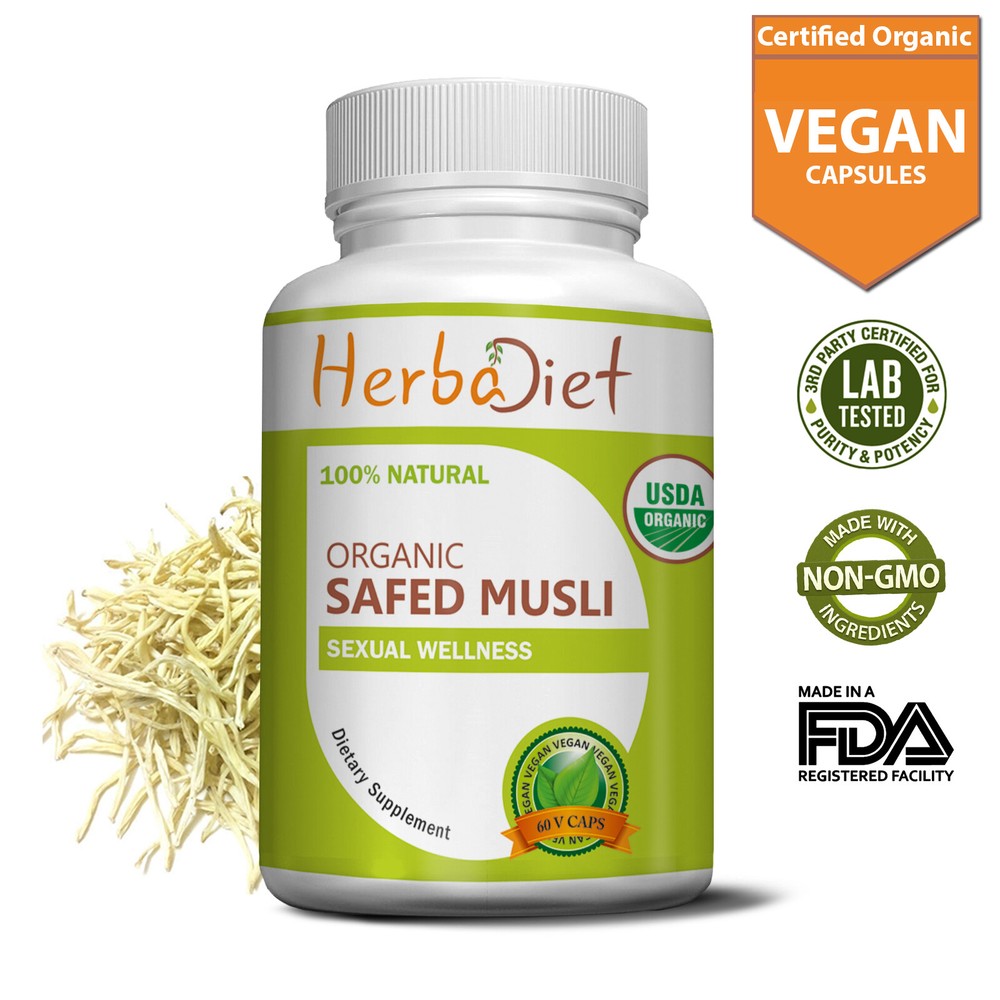 Organic Safed Musli White Capsules Chlorophytum Borivilianum Sexual Health