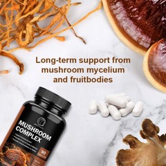 Mushroom Complex Supplement, Lions Mane, Reishi, Shiitake, Immune 60 Capsules