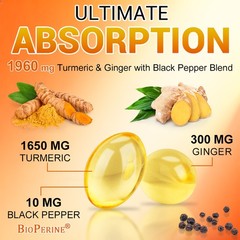 Turmeric Curcumin Highest Potency 95% 1950mg with BioPerine Black Pepper Extract