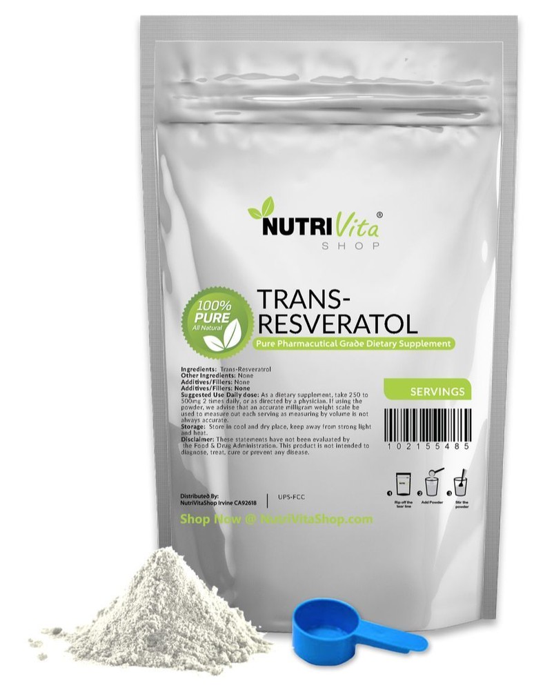 2X 8 Months Supply 100% PURE Trans Resveratrol Anti-Aging Powder KOSHER/USP