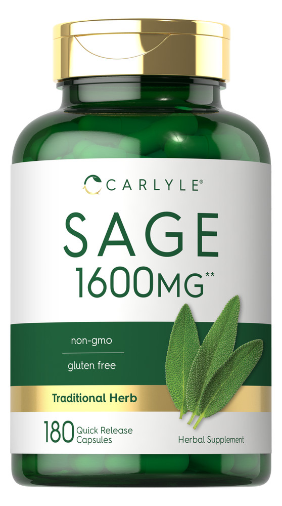 Sage Supplement | 1600mg | 180 Capsules | Non-GMO, Gluten Free | by Carlyle