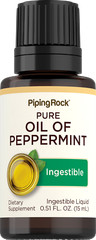 Peppermint Oil | .5 fl oz | Ingestible Liquid Drops | Edible | by Piping Rock