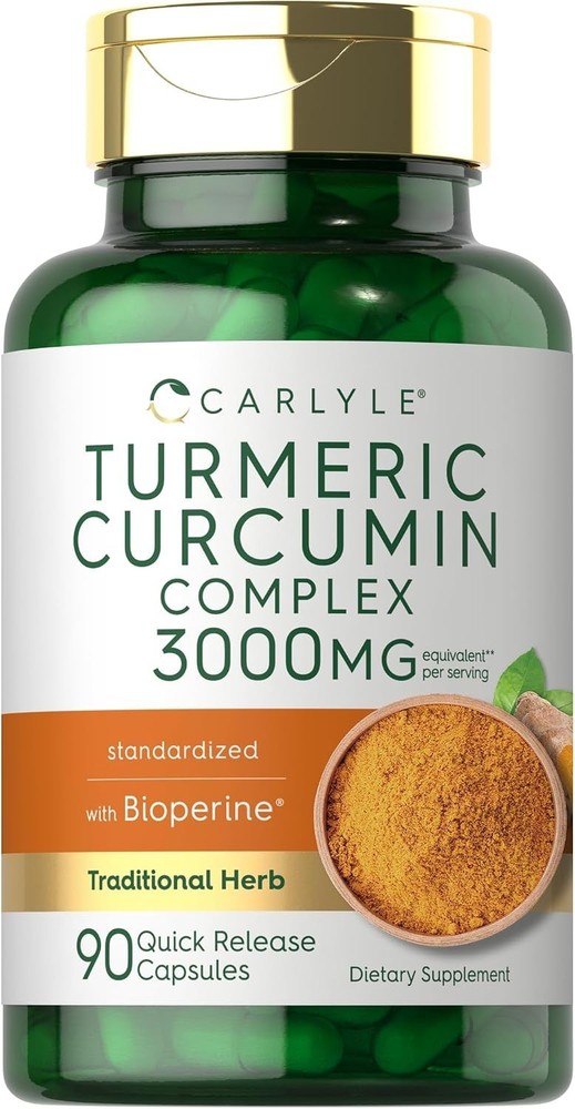 Carlyle Turmeric Curcumin with Black Pepper 3000Mg | 90 Powder Capsules | Comple
