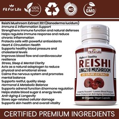 Reishi Mushroom Pure Extract Vegan Supplement 60 Pills Ganoderma Organic 1000mg