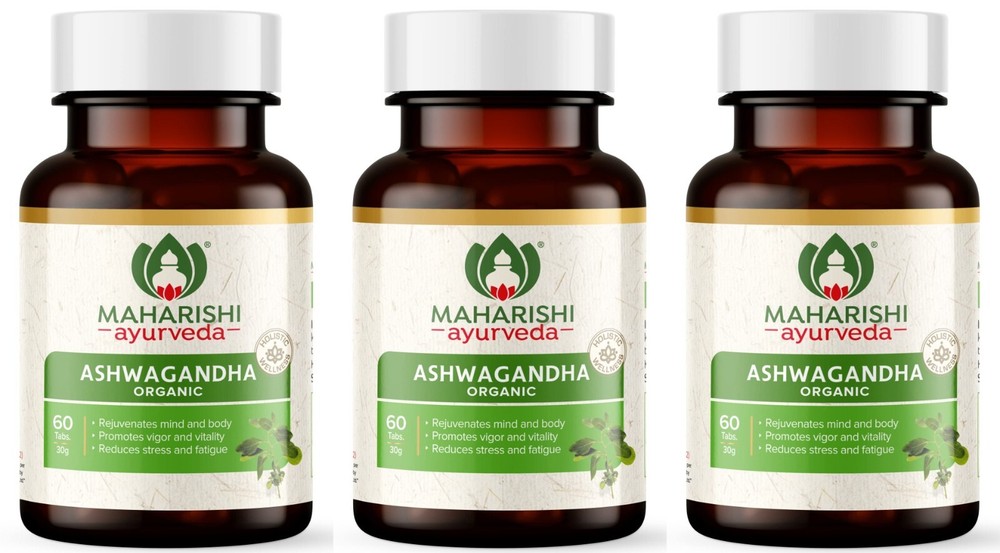 3 X Maharishi Ayurveda ASHWAGANDHA Tablets Organic (60tab) each Herbal