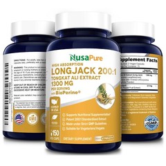 NusaPure Longjack 260,000mg 150 Veggie Caps Non-GMO & Gluten Free