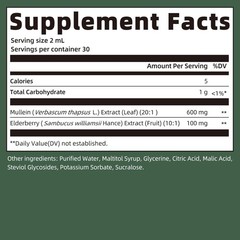 Natural Elderberry & Mullein Leaf Drops – Powerful Lung Cleanse Tincture 2 FL OZ
