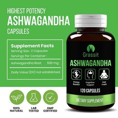 2 Pack Of Ashwagandha Supplement 500 mg/120 Capsules Best For Overall Well Being