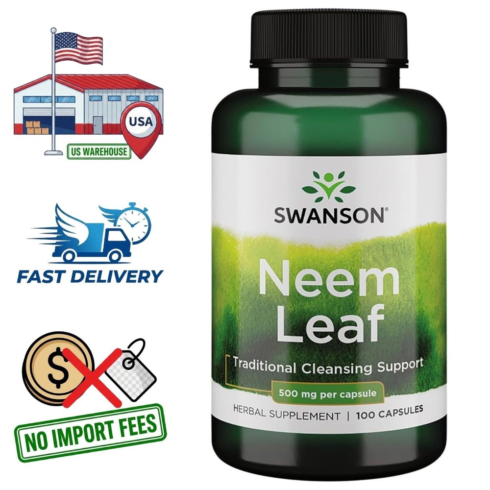 Neem Leaf 500mg | 100 Capsules | Natural Azadirachta Indica | 100 Day Supply