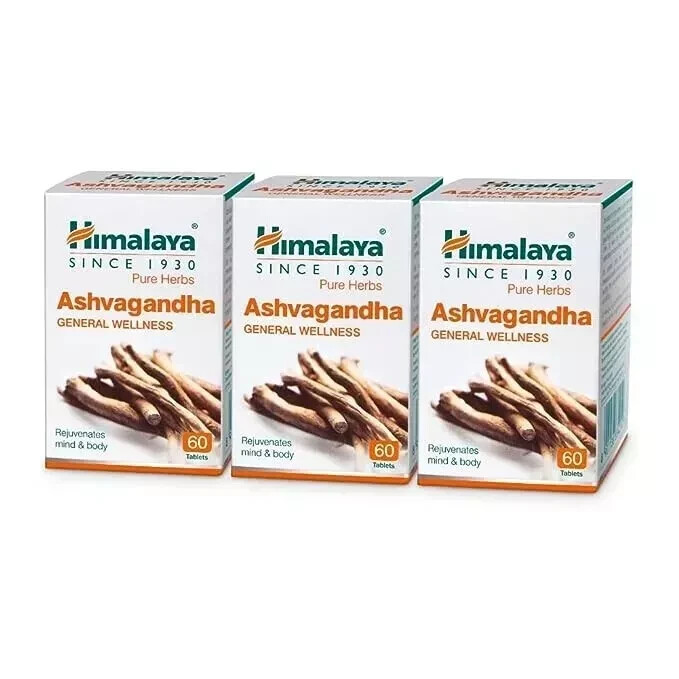 Himalaya Ashvagandha General Wellness 60 Tablets Stress Relief Pack Of 3