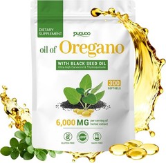 Resilia Softgels with Black Seed Oil 6000mg – Organic Oregano Oil Capsules fo…