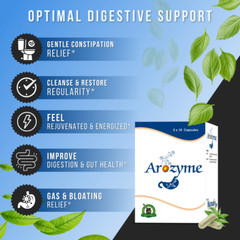 Arozyme Constipation & Gas Relief for Adults Reduce Bloating & Improve Digestion