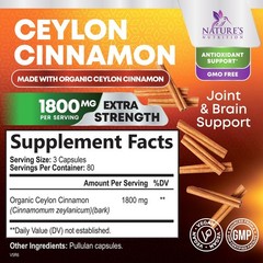 Organic Ceylon Cinnamon Supplement 1800mg – Extra 240 Count (Pack of 1)