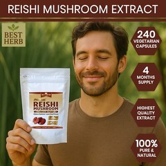 240 ORGANIC CAPSULES REISHI 20:1 EXTRACT MUSHROOM GANODERMA IMMUNE SYSTEM BOOST