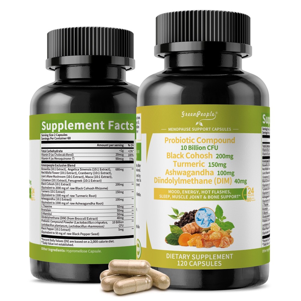 Menopause Support for Women &Black Cohosh Turmeric Supports Mood 120ct