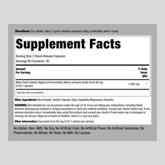 Black Garlic Supplement 1500mg | 60 Capsules | Non-GMO | By Piping Rock