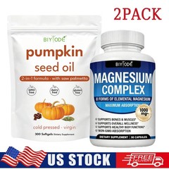 Pumpkin Seed Oil 3000mg w/Saw Palmetto 300 Softgels + Magnesium Complex Complex