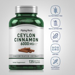 Ceylon Cinnamon Capsules 6000mg | 135 Capsules | Complex | by Piping Rock