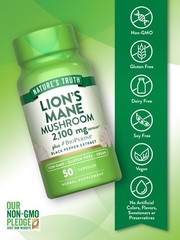 4/27 Nature’s Truth Lions Mane Supplement Capsules | 2100mg | 50 Count | with Bi