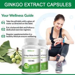 Ginkgo Biloba 120 Mg Capsules Support Brain Health Boosts Mental Clarity & Focus