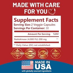Nattokinase Supplement – 4,000 FU Per Serving – Vegan, Non-GMO, Gluten-Free –