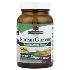 Nature s Answer Korean Ginseng 500 mg 50 Vegetarian Capsules Cruelty-Free,